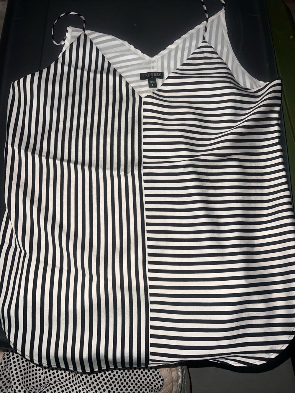 Express Black and White Vertical/Horizontal Striped Cami